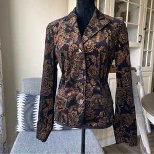 LAUREN Ralph Lauren Black Velvet Gold Brocade Blazer